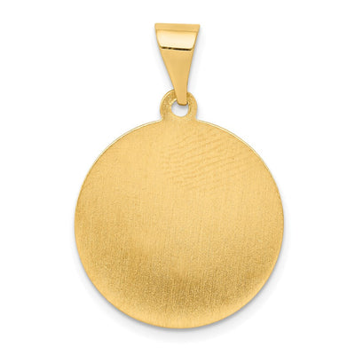 14K Polished and Satin St Matthew Medal Hollow Pendant, 22 x 19mm