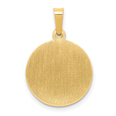 14K Polished and Satin St Michael Medal Hollow Pendant, 17 x 15mm