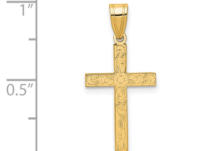 14K gold cross pendant, another view