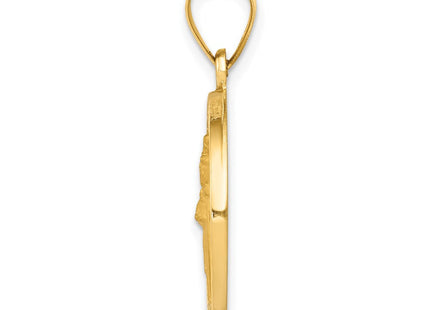 14k Polished and Satin St Patrick Medal Hollow Pendant (Style XR1373)