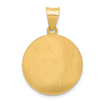 14K Polished and Satin St Patrick Medal Hollow Pendant, 22 x 19mm