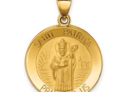 14k Polished and Satin St Patrick Medal Hollow Pendant (Style XR1373)