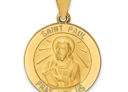 14k Polished and Satin St Paul Medal Hollow Pendant (Style XR1377)