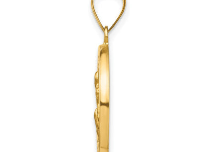 14k Polished and Satin St Peregrine Medal Hollow Pendant (Style XR1378)