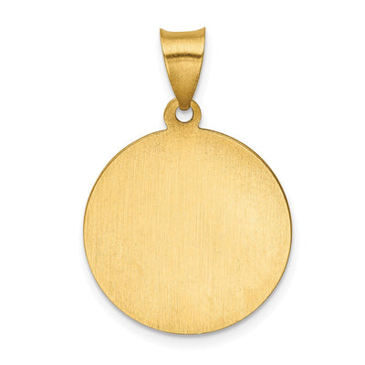 14K Polished and Satin St Peregrine Medal Hollow Pendant, 21 x 19mm