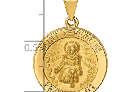 14k Polished and Satin St Peregrine Medal Hollow Pendant (Style XR1378)