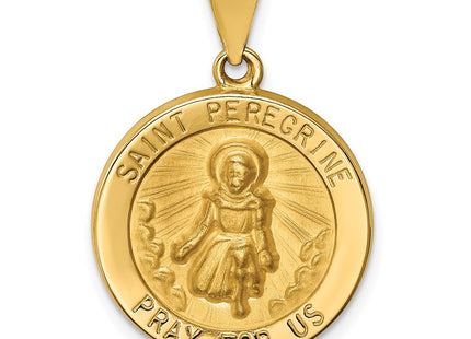 14k Polished and Satin St Peregrine Medal Hollow Pendant (Style XR1378)