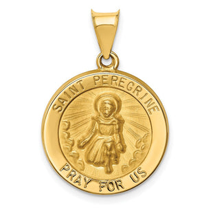 14k Polished and Satin St Peregrine Medal Hollow Pendant (Style XR1378)