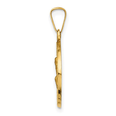 14K Polished and Satin St Peregrine Medal Hollow Pendant, 18 x 15mm