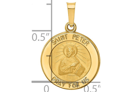 14k Polished and Satin St Peter Medal Hollow Pendant (Style XR1381)