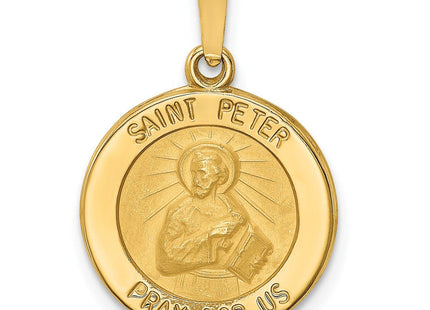 14k Polished and Satin St Peter Medal Hollow Pendant (Style XR1381)