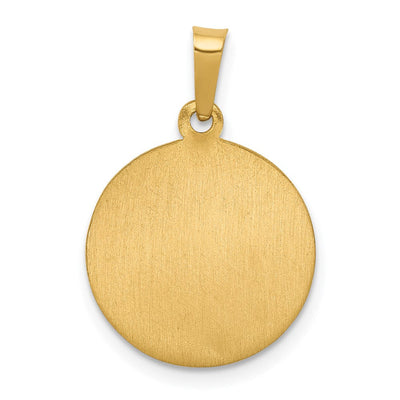 14K Polished and Satin St Theresa Medal Hollow Pendant, 18 x 15mm