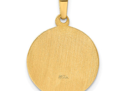 14k Polished and Satin Confirmation Medal Hollow Pendant (Style XR1392)