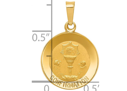14k Polished and Satin Confirmation Medal Hollow Pendant (Style XR1392)
