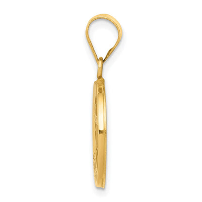 14K Polished and Satin Confirmation Medal Hollow Pendant, 17 x 15mm