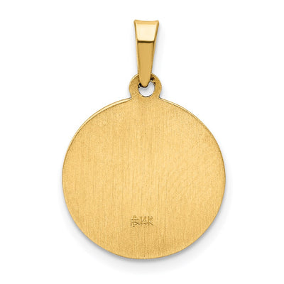 14K Polished and Satin Confirmation Medal Hollow Pendant, 17 x 15mm