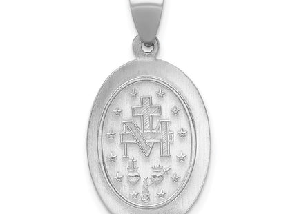 14K white gold miraculous medal pendant, another view