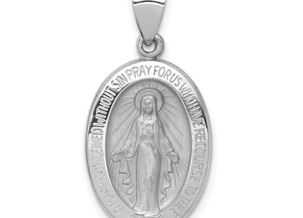 14K white gold miraculous medal pendant