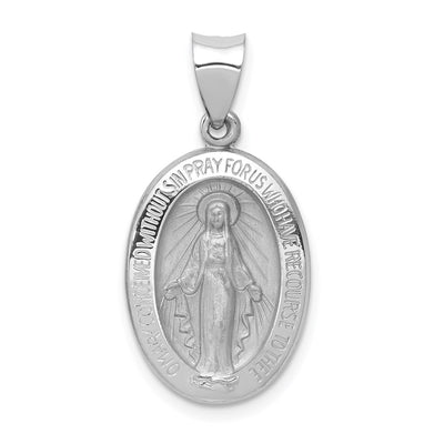 14K white gold miraculous medal pendant