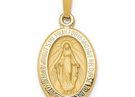 14k Polished and Satin Miraculous Medal Hollow Pendant (Style XR1401)