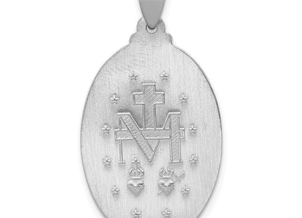 14K white gold miraculous medal pendant, another view
