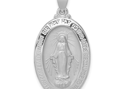 14K white gold miraculous medal pendant