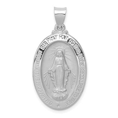 14K white gold miraculous medal pendant