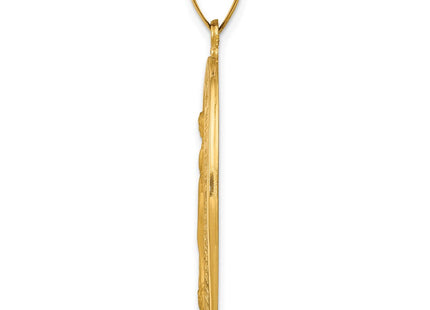 14k Hollow Polished And Satin Miraculous Medal Pendant (Style XR1407)