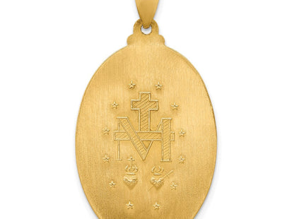 14k Hollow Polished And Satin Miraculous Medal Pendant (Style XR1407)
