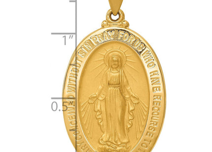 14k Hollow Polished And Satin Miraculous Medal Pendant (Style XR1407)