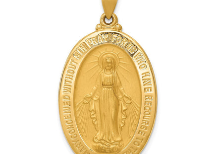 14k Hollow Polished And Satin Miraculous Medal Pendant (Style XR1407)