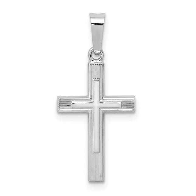 14k White Gold Polished Latin Cross Pendant, 26.5 x 15mm