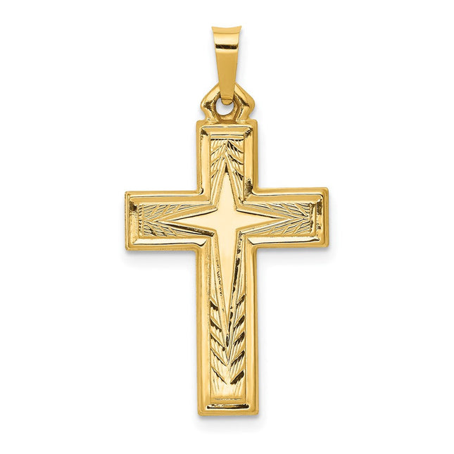 14k Brushed and Polished Latin Cross Pendant, 31 x 16mm