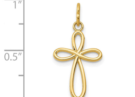 14K gold cross pendant, another view