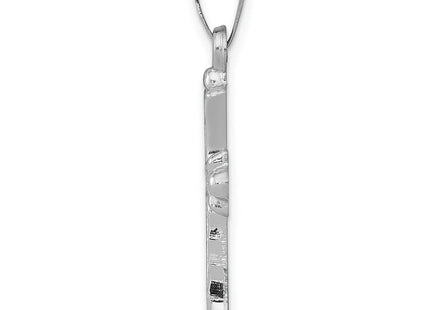 14K White Gold Textured and Polished Fleur de lis Cross Pendant (Style XR1458)