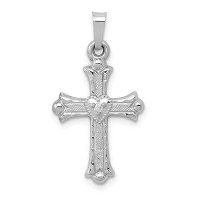 14K white gold diamond fleur de lis pendant
