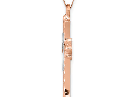 14k Two-tone Budded Cross Pendant, 32.5 x 18mm