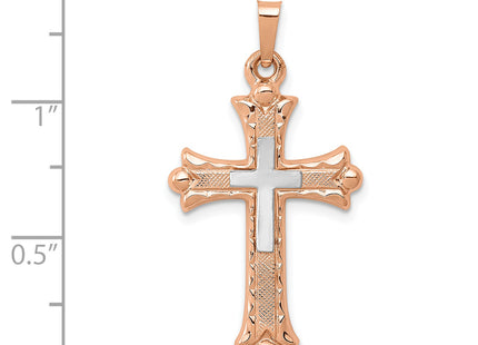14k Two-tone Budded Cross Pendant, 32.5 x 18mm