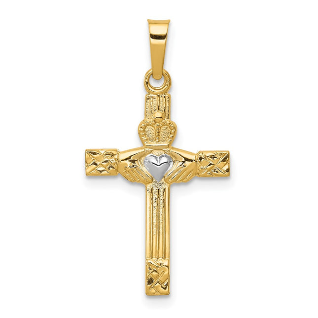 14k Yellow & Rhodium Pendants Style XR1467 - Classique Jewelry Inc.