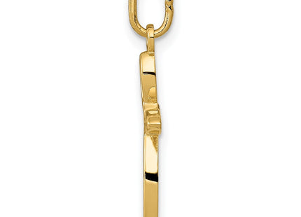 14k Gold Polished Small Ribbon Cross Pendant (Style XR1486)