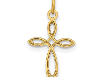14k Gold Polished Small Ribbon Cross Pendant (Style XR1486)