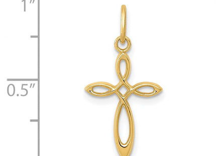 14k Gold Polished Small Ribbon Cross Pendant (Style XR1486)