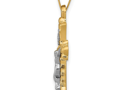 14k Two-Tone Polished INRI Crucifix Cross Pendant (Style XR1490)