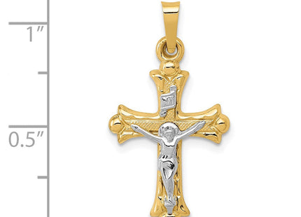 14k Two-Tone Polished INRI Crucifix Cross Pendant (Style XR1490)
