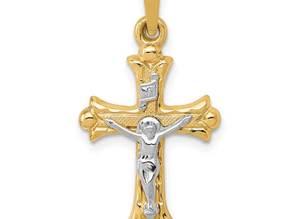 14k Two-Tone Polished INRI Crucifix Cross Pendant (Style XR1490)