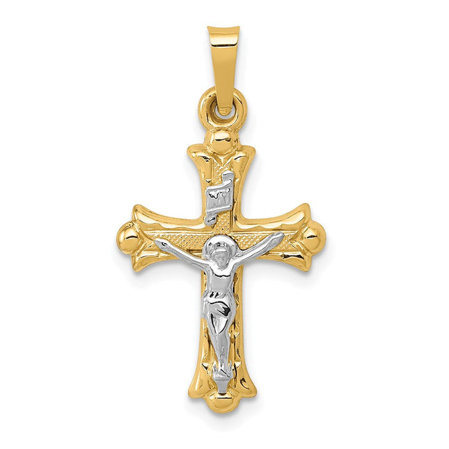 14k Two-Tone Polished Inri Crucifix Cross Pendant, 27 x 14.5mm