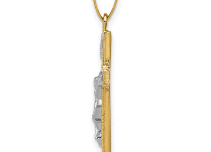 14K w/Rhodium Polished Inri Crucifix Pendant (Style XR1497)