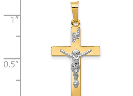 14K w/Rhodium Polished Inri Crucifix Pendant (Style XR1497)