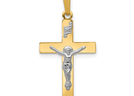 14K w/Rhodium Polished Inri Crucifix Pendant (Style XR1497)