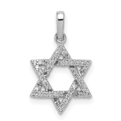 14K white gold diamond star pendant